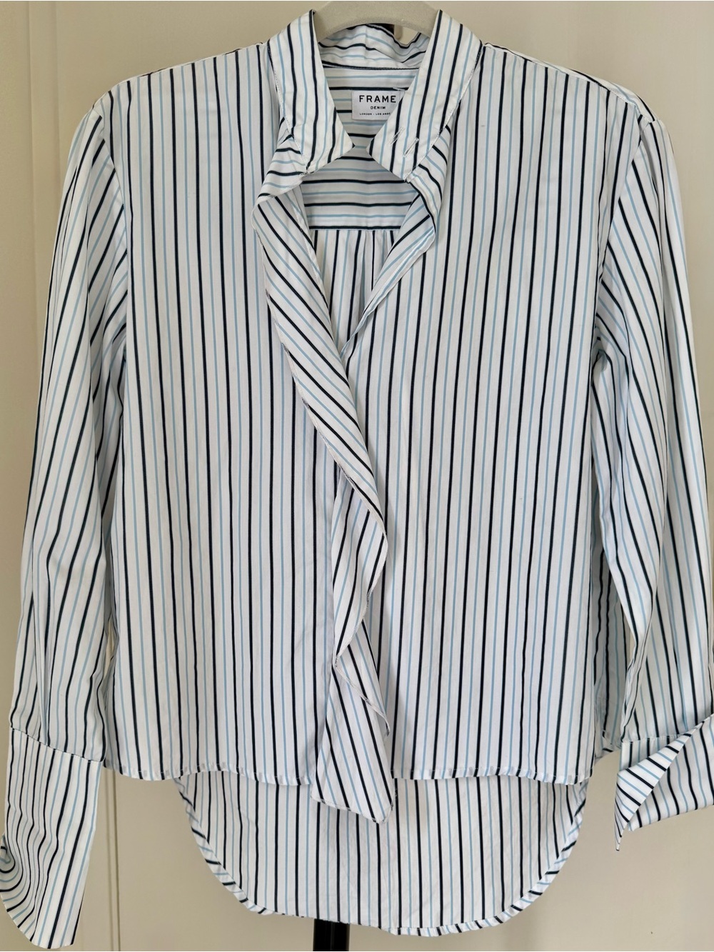 Frame Denim Cravat Poplin White Striped Button-Down Shirt